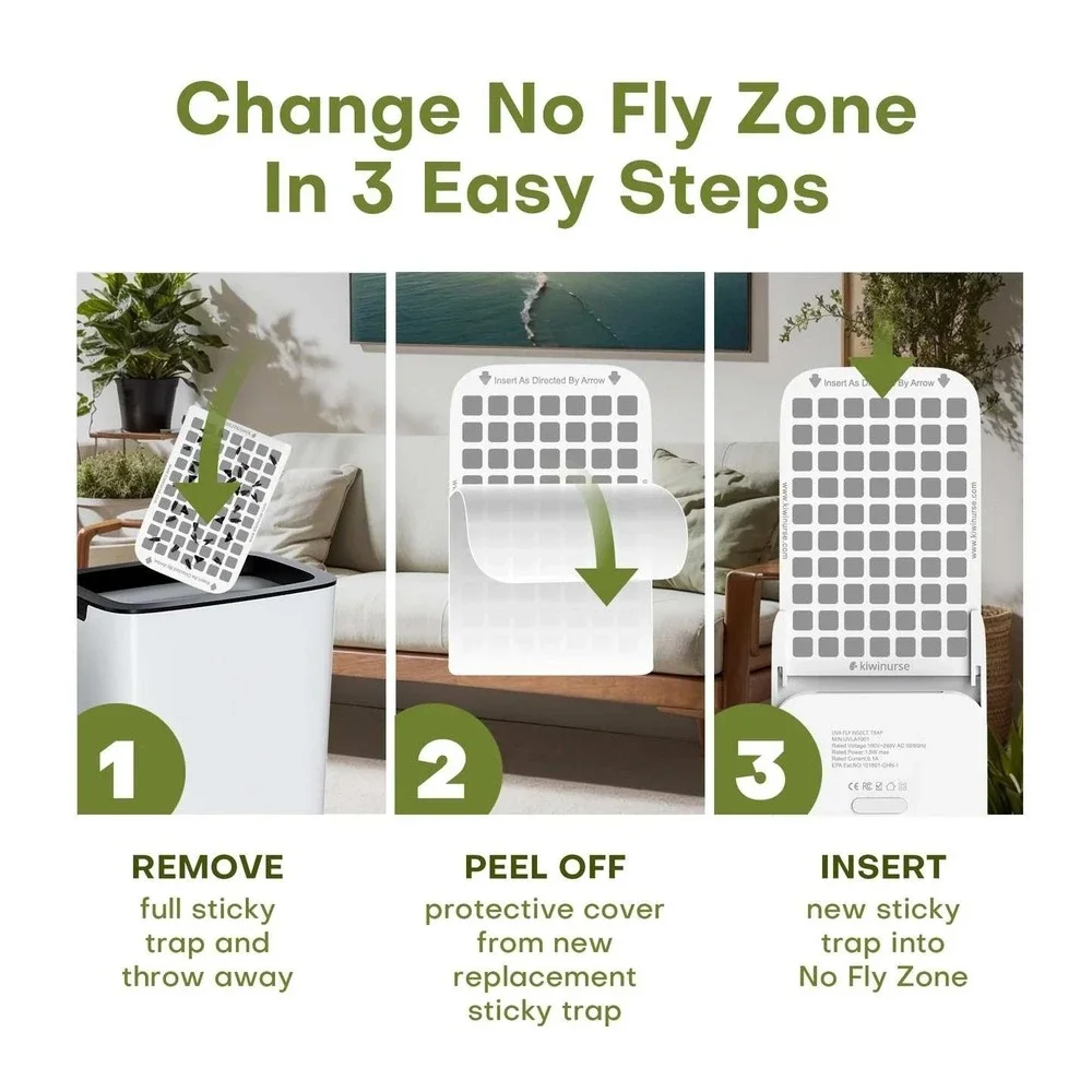 Kiwiruse UV Fly Insect Trap 2 devices & 8 refills Flies Moths Gnats‎ Fruit Flies